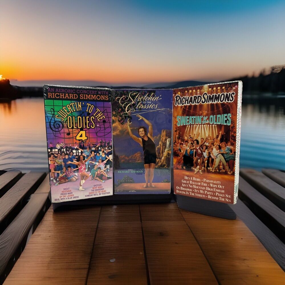 🔥LOT OF 3 - RICHARD SIMMONS WORKOUT VHS TAPES (2 Brand New/1 Used)Rate‎ Vintage
